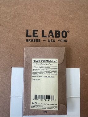 Le Labo Brown Kraft Fleur d'Oranger 27 Sample with Cream Label